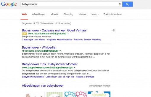 SEO Amsterdamvoor de site www.babyshowermoment.nl